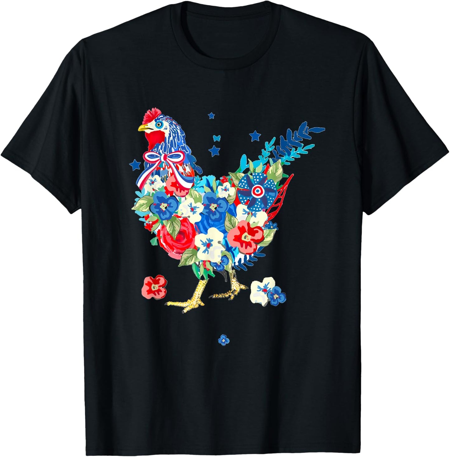 USA American Flag Chicken Lover 4th of July Patriotic Farmer T-Shirt - T-Shirt | Black