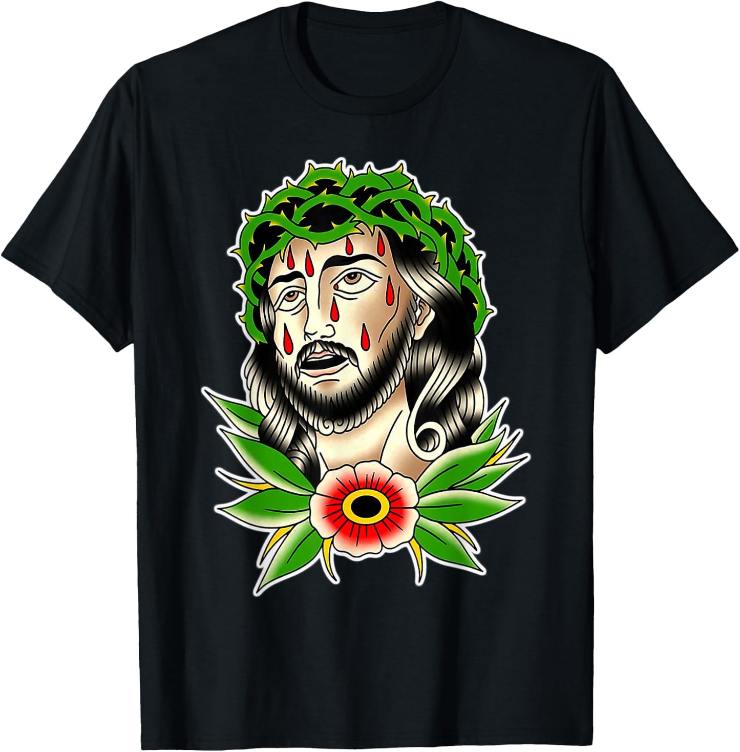 Jesus Christ Traditional Tattoo Flash T-Shirt - T-Shirt | Black