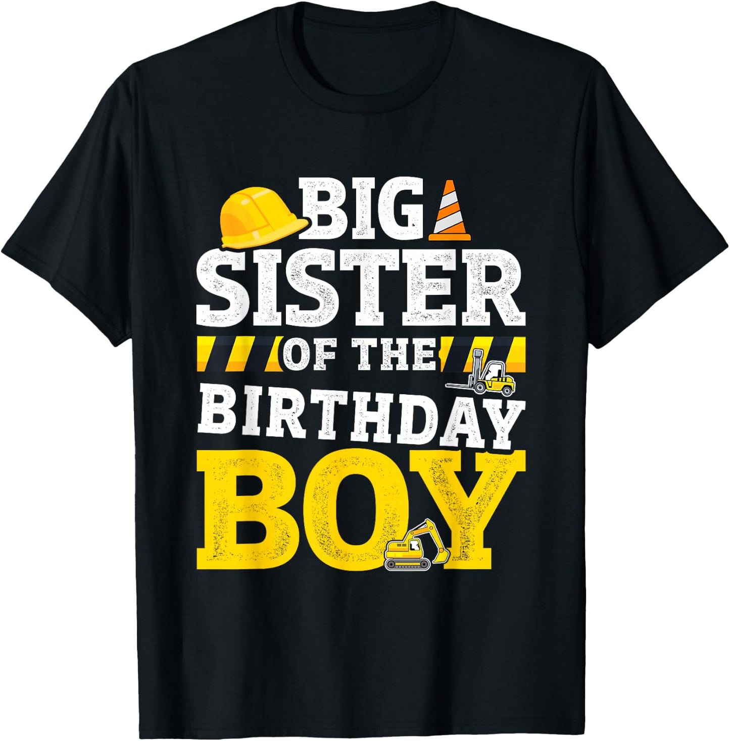 Big sister birthday boy matching family construction party T-Shirt - T-Shirt | Black