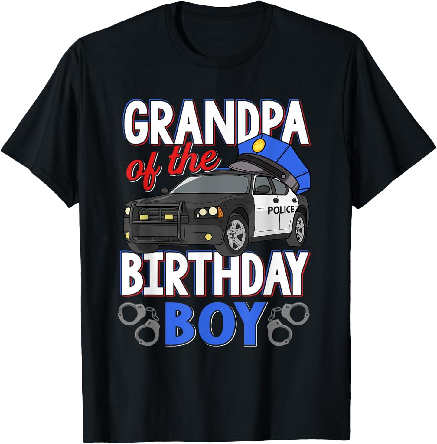 Grandpa Of The Birthday Boy Policeman Officer Party T-Shirt - T-Shirt | Black