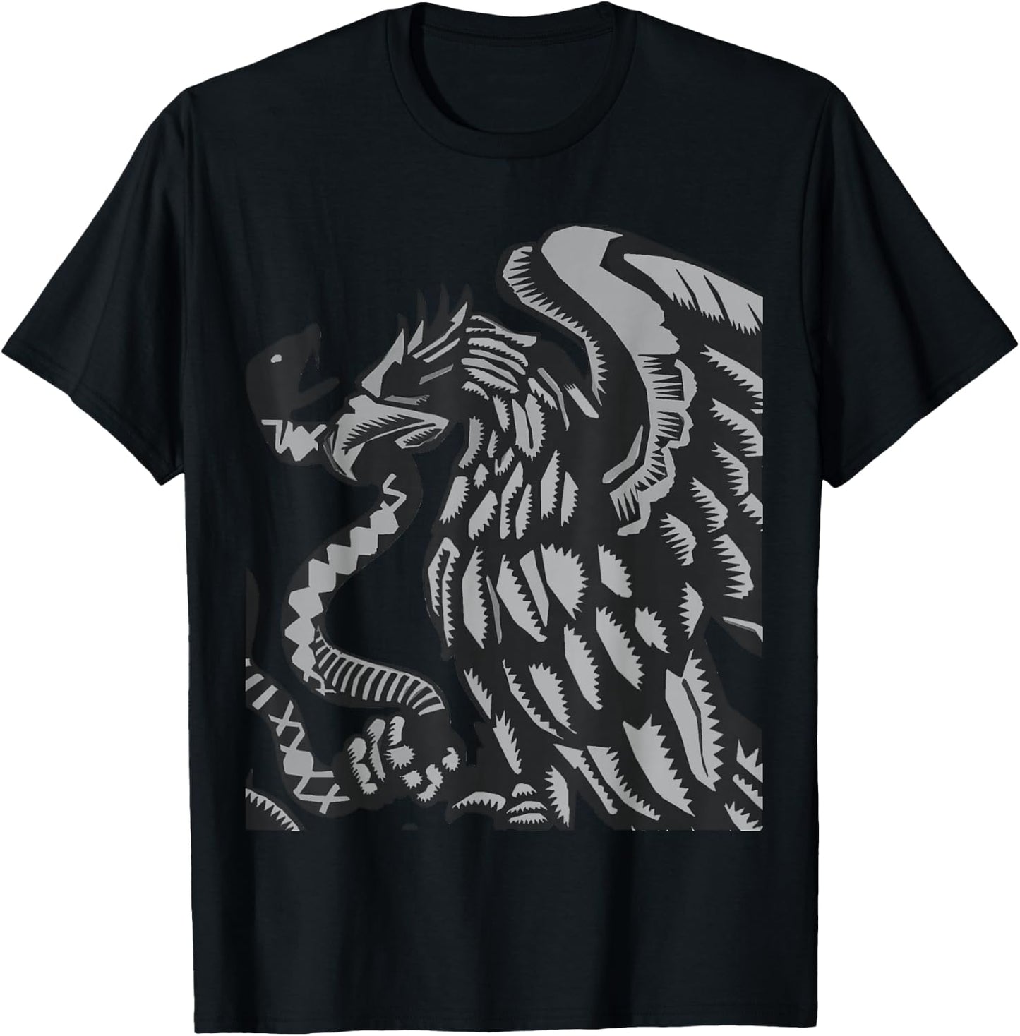 Mexican Flag Eagle Shield Aguila T-Shirt - T-Shirt | Black