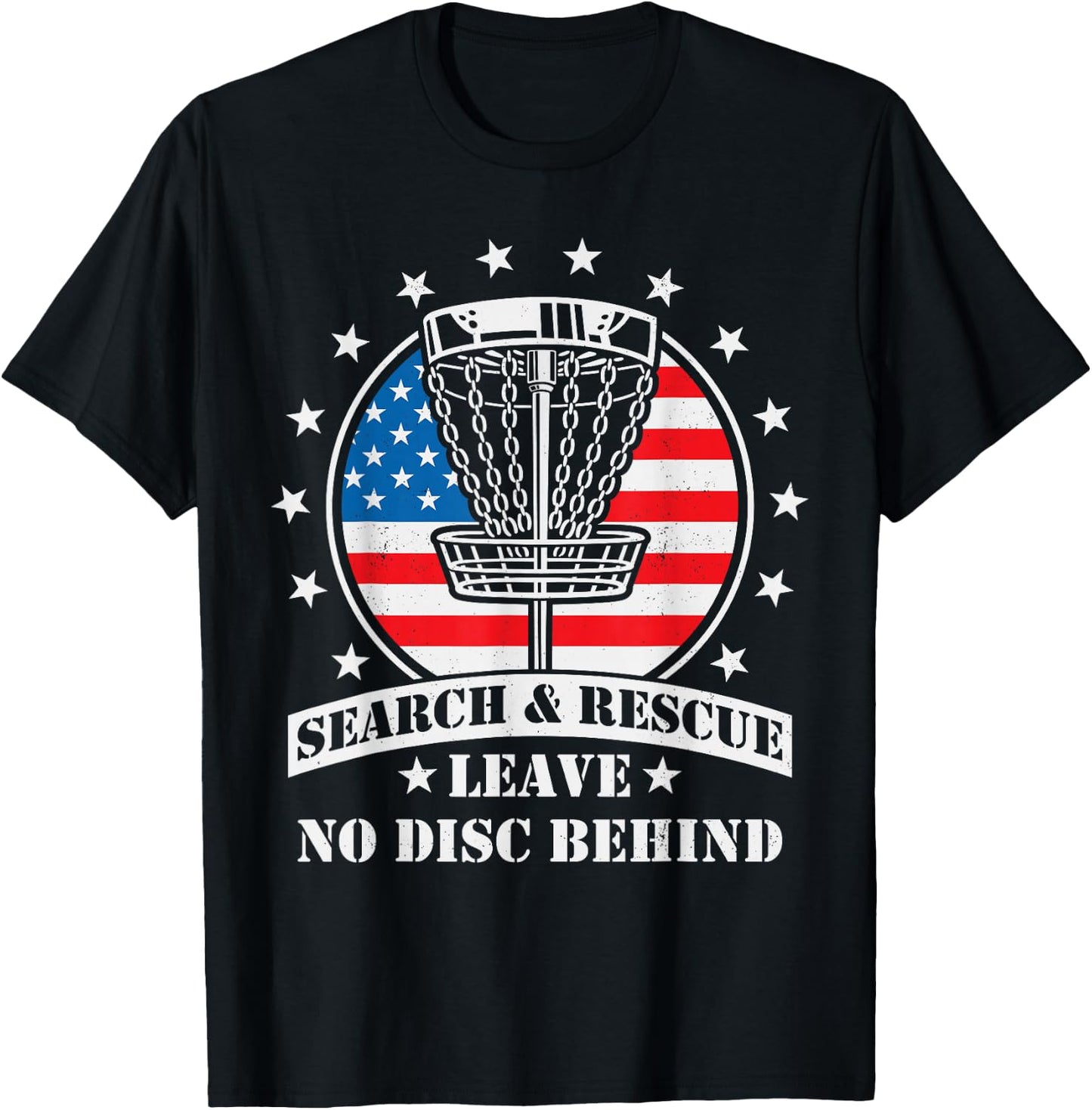 American Flag Disc Golf Search & Rescue 4th of July Golfer Women Girls Kids Men T-Shirt - T-Shirt | Black