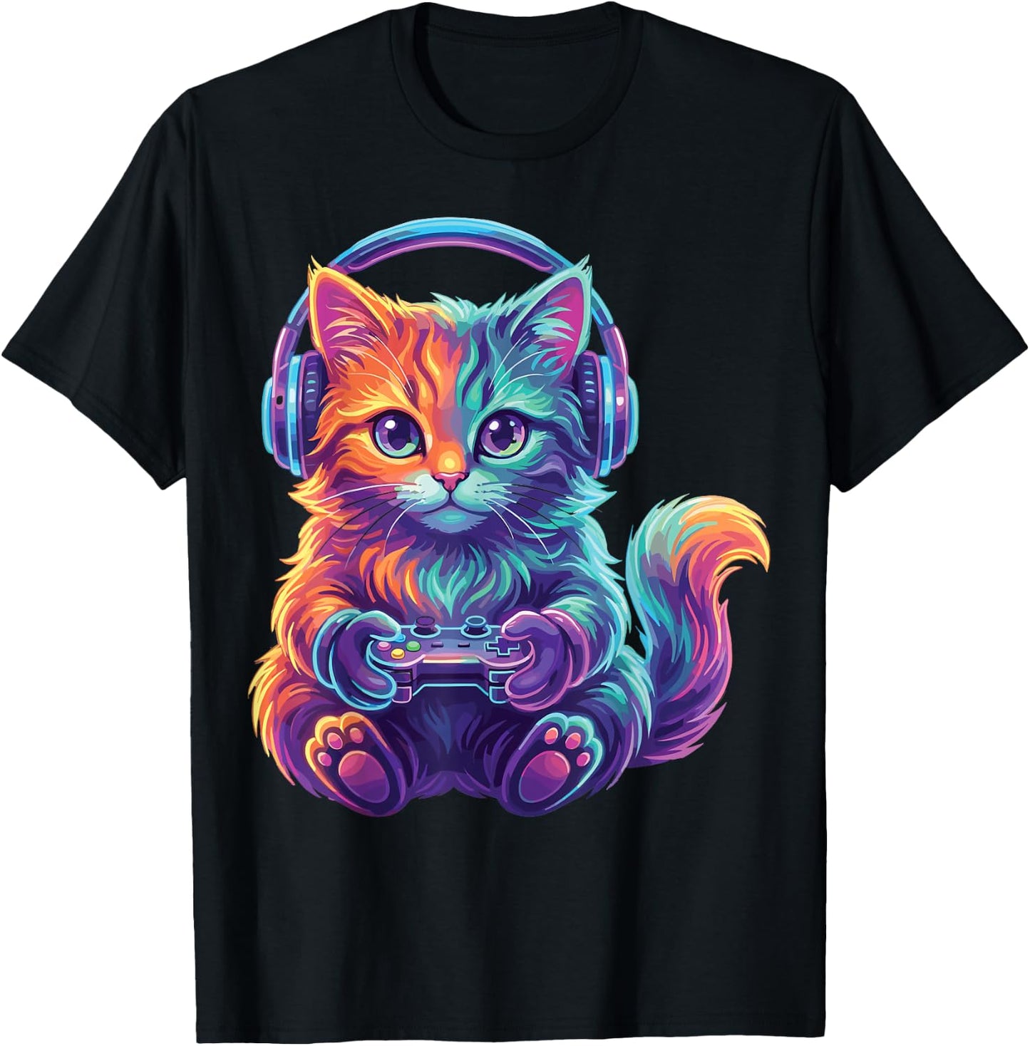 Funny Gaming Video Game Cat Boys Teen Men Girls T-Shirt - T-Shirt | Black