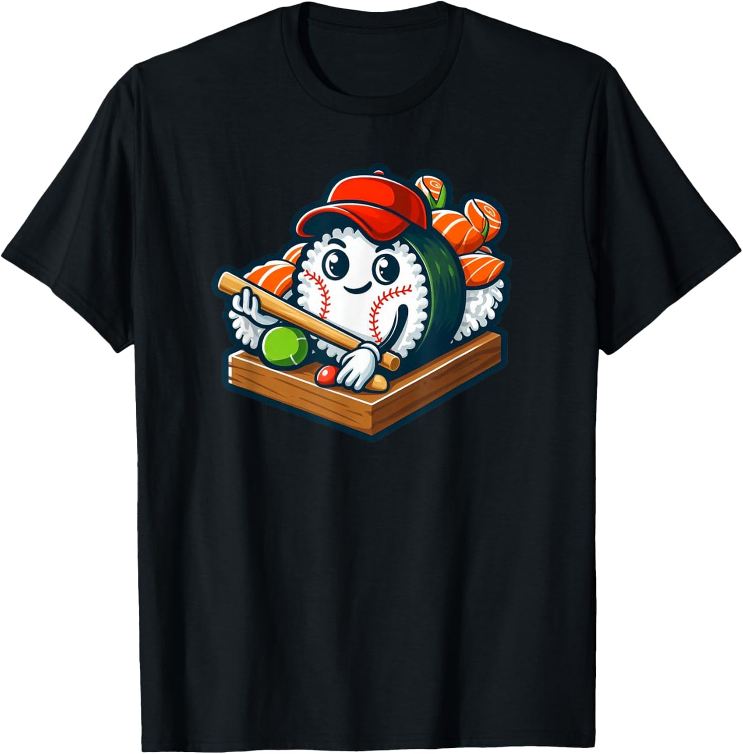 Baseball Sushi Playing Baseball T-Shirt - T-Shirt | Black
