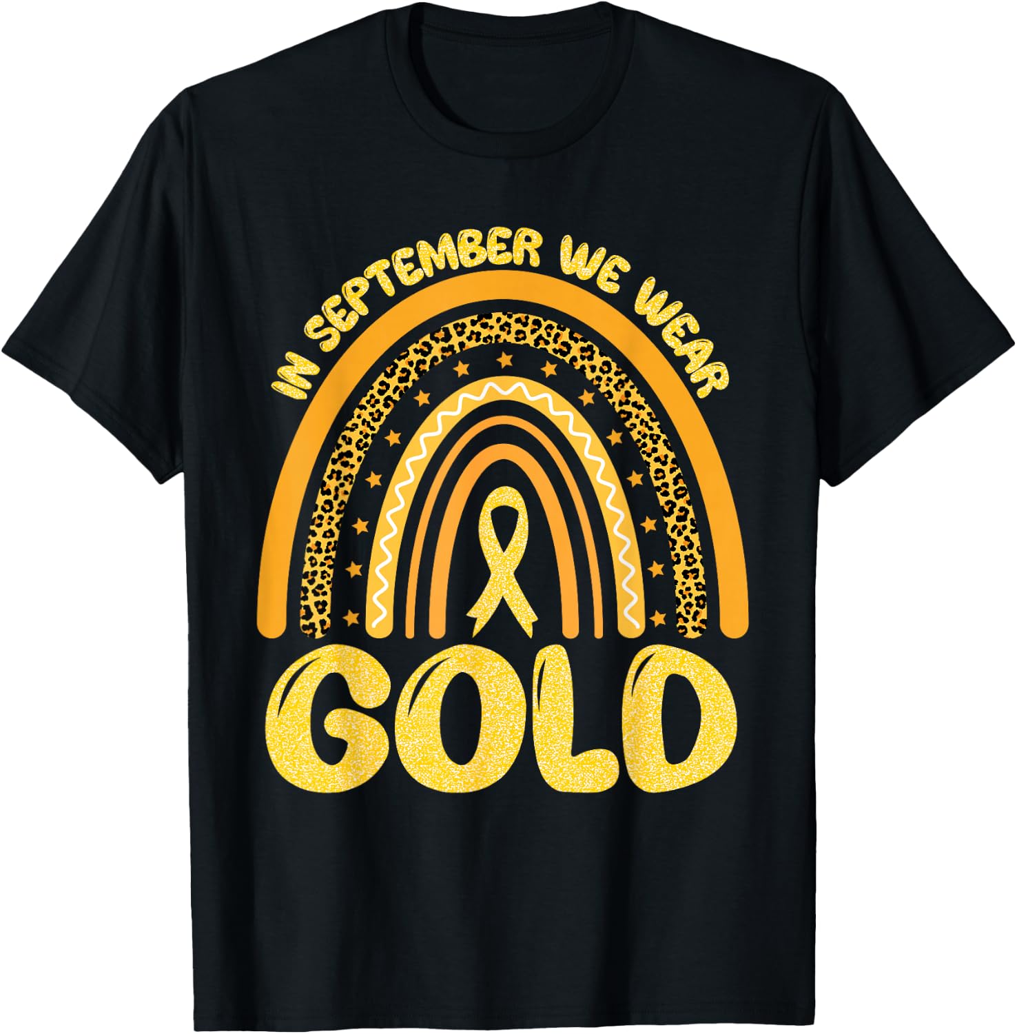 In September We Wear Gold Ribbon Childhood Cancer Awareness T-Shirt - T-Shirt | Black
