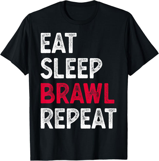 Eat Sleep Brawl Repeat Funny Video Gamer Gaming T-Shirt - T-Shirt | Black