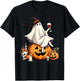 Witch Ghost Wine Drinking Pumpkin Halloween Spooky Season T-Shirt - T-Shirt | Black