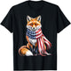 Fox 4th of July American Flag Fox Animal Patriotic Men Women T-Shirt - T-Shirt | Black