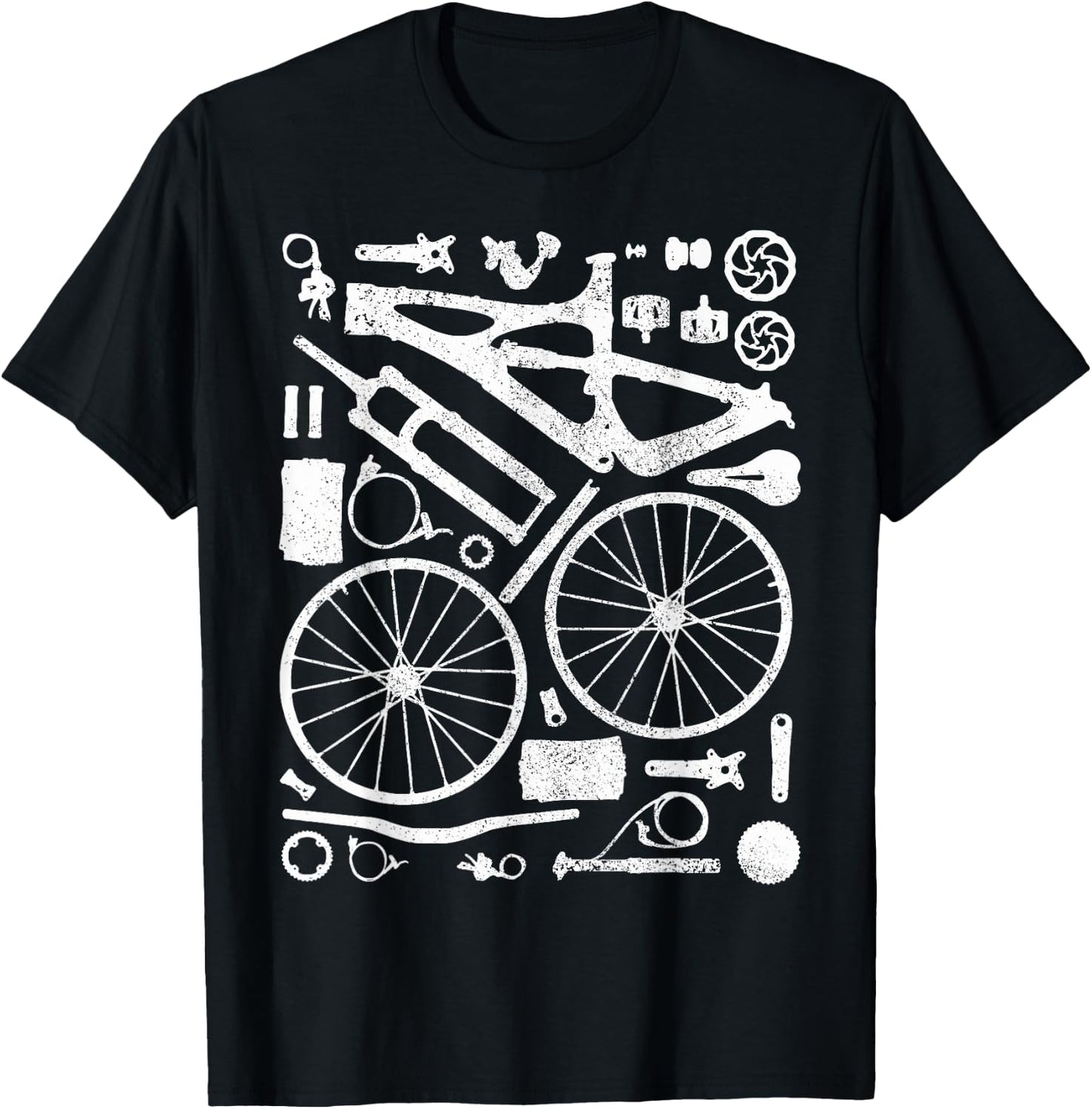 Mountain Bike Parts MTB Bicycle Cycling Downhill Biker T-Shirt - T-Shirt | Black