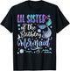 Lil Sister Of The Birthday Mermaid Bday Girl Party T-Shirt - T-Shirt | Black
