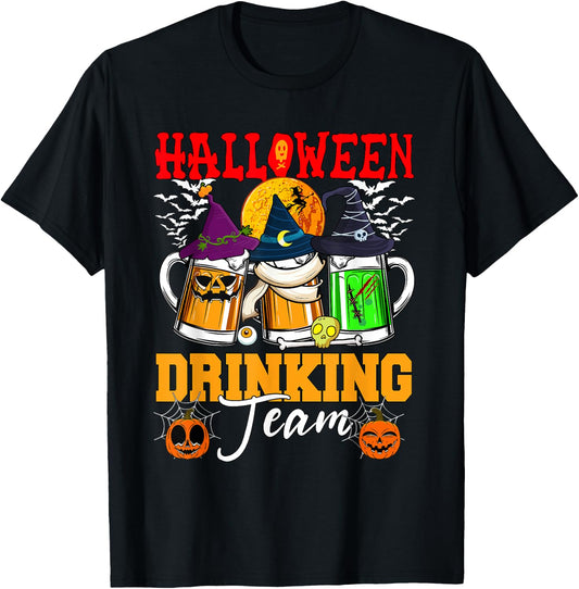 Halloween Drinking Team Three Horror Beer Glasses As Witch T-Shirt - T-Shirt | Black