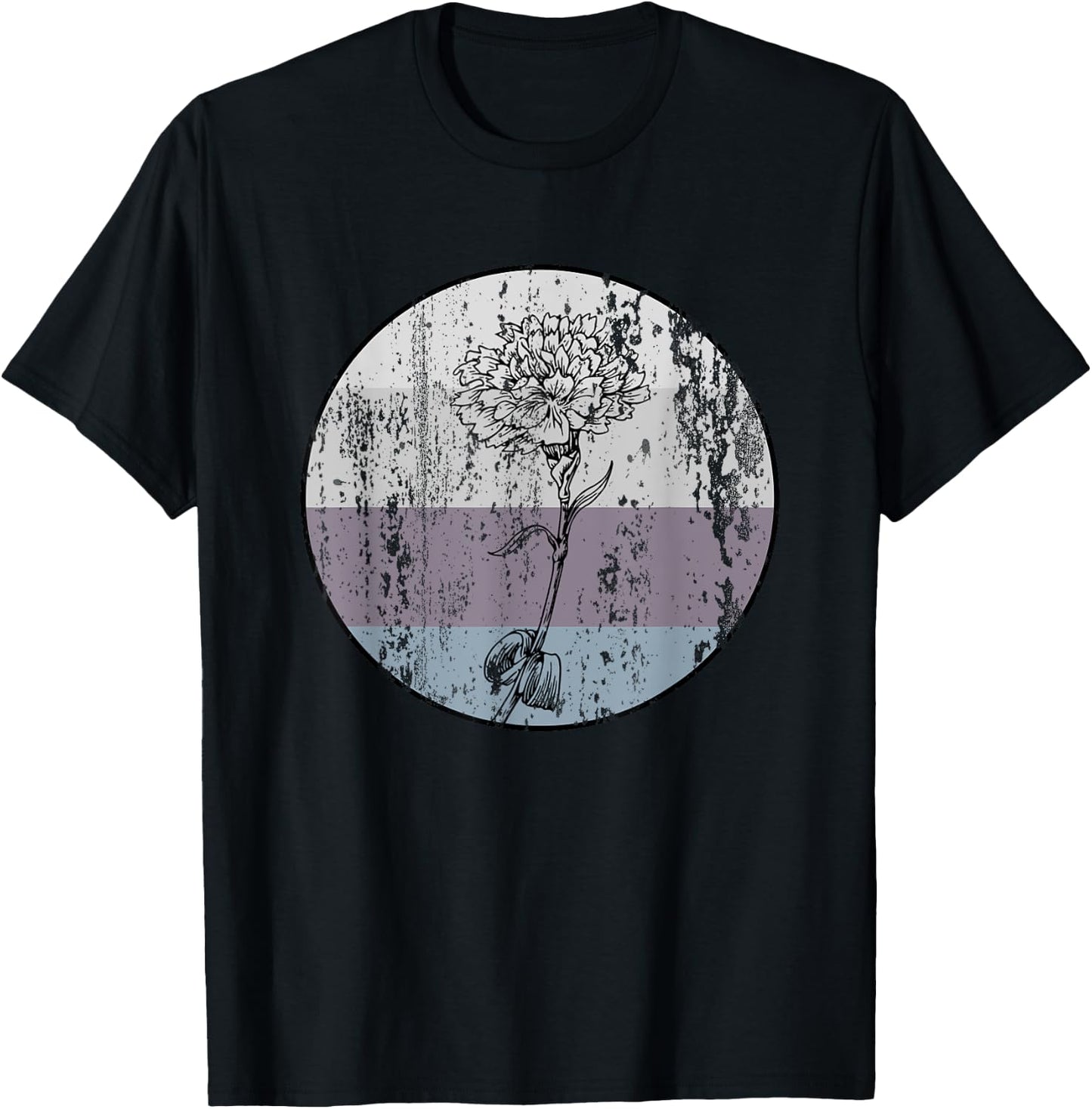 Carnation Flower Shirt Vintage Nature Lover Earth Day Gift T-Shirt - T-Shirt | Black