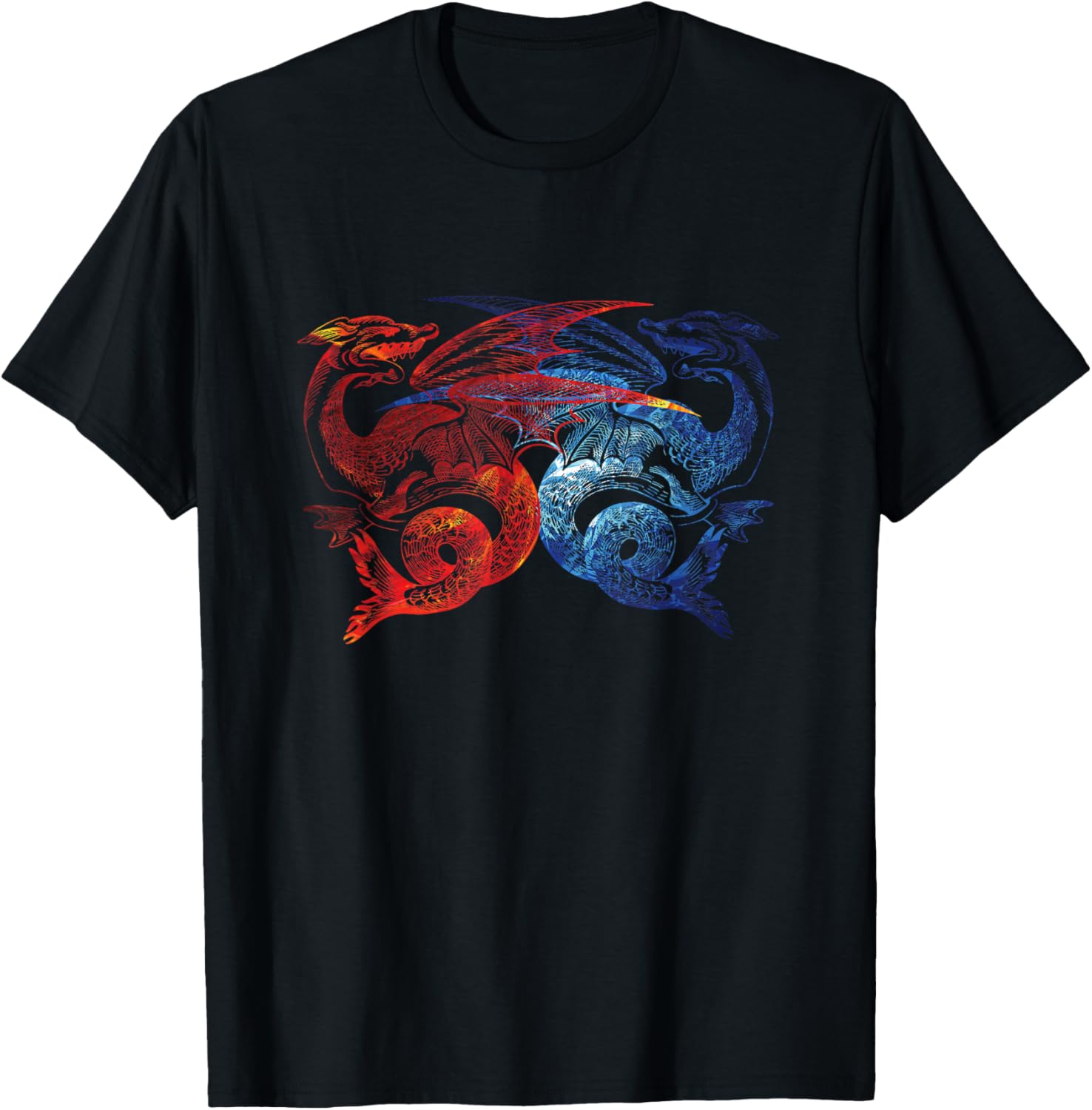 Red & Blue Dragon Fighting Gift Fun T-Shirt - T-Shirt | Black