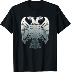 Serbian Double Headed Eagle Emblem - Serbia Coat of Arms T-Shirt - T-Shirt | Black
