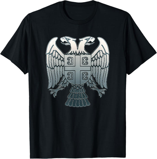 Serbian Double Headed Eagle Emblem - Serbia Coat of Arms T-Shirt - T-Shirt | Black