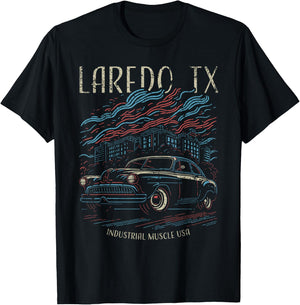 Laredo TX USA Classic Car Industrial Muscle Design T-Shirt - T-Shirt | Black