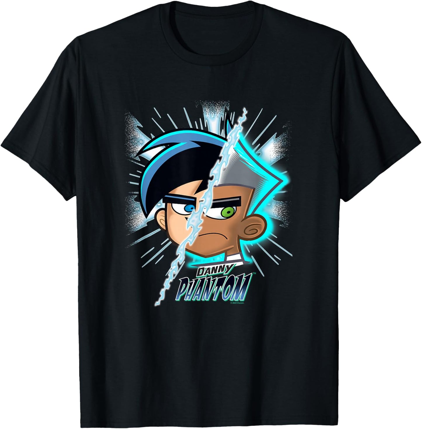 Danny Phantom Split Face Going Ghost Transformation T-Shirt - T-Shirt | Black