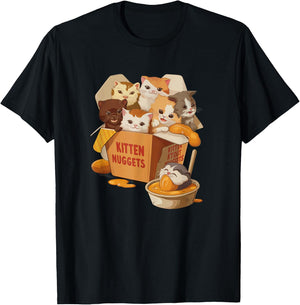 Kitten Nuggets Funny Cat Lover Pun T-Shirt - T-Shirt | Black