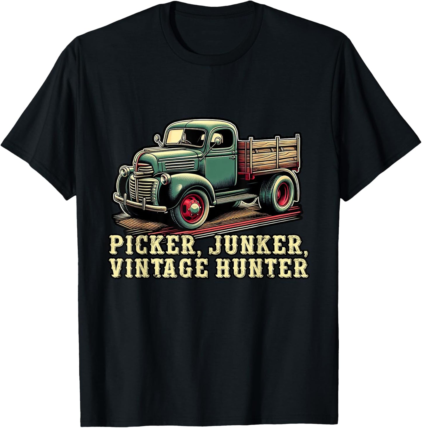Antique Collector Antique Lover Picker Junker Vintage Hunter T-Shirt - T-Shirt | Black