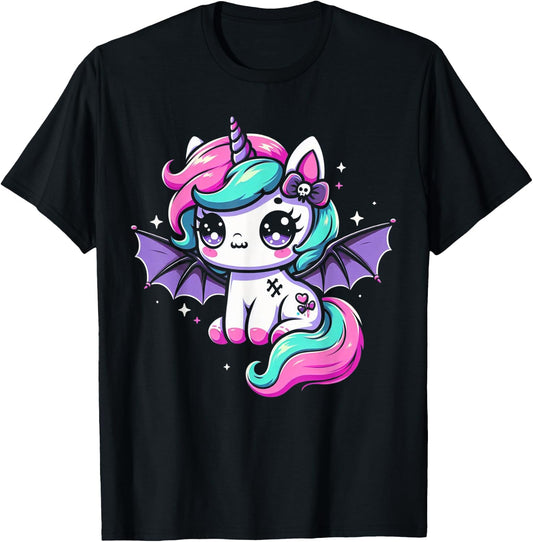Pastel Goth Unicorn Kawaii Creepy Cute Aesthetic Art T-Shirt - T-Shirt | Black