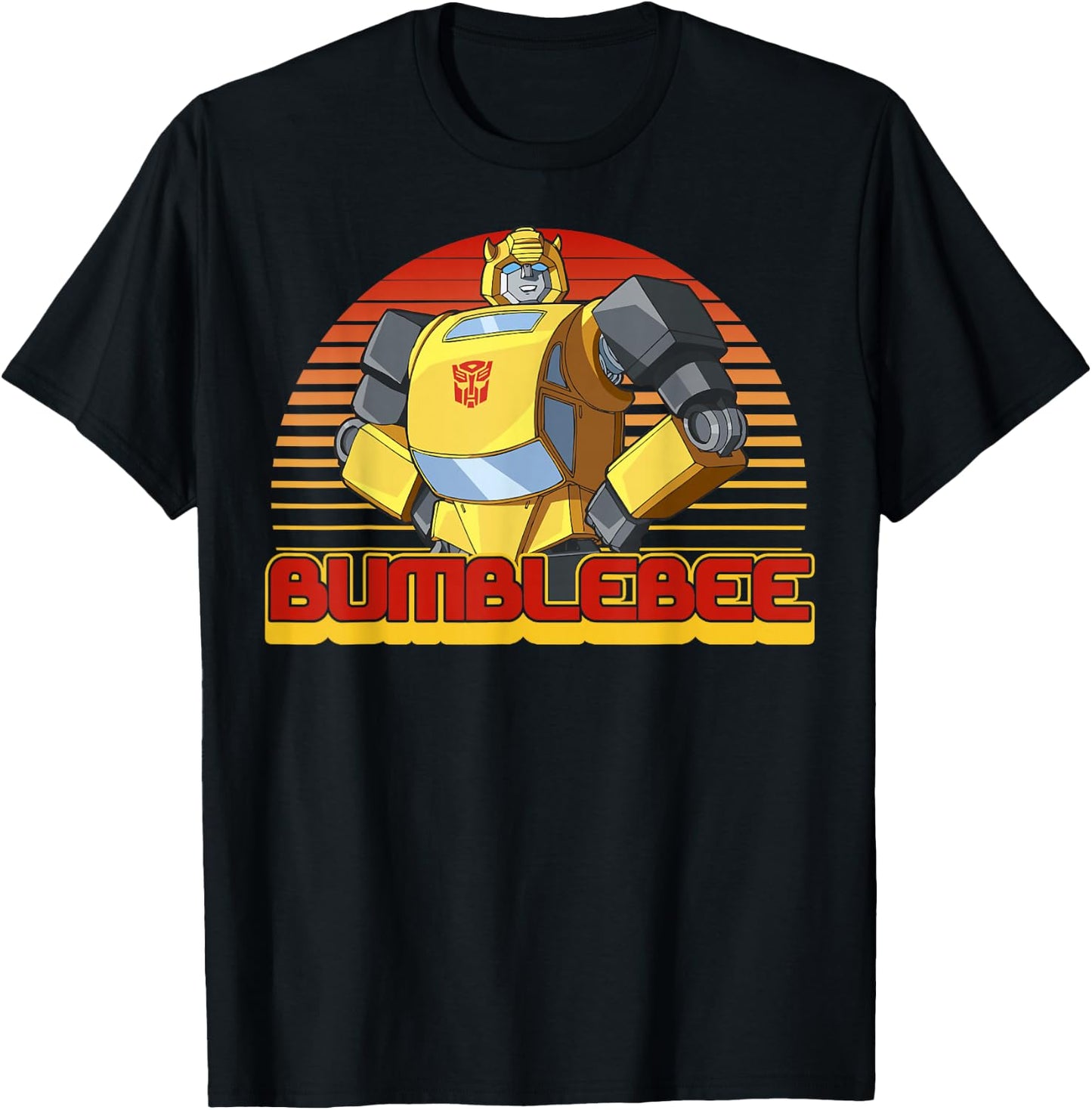 Transformers Bumblebee Retro Stripes Vintage Portrait Small T-Shirt - T-Shirt | Black