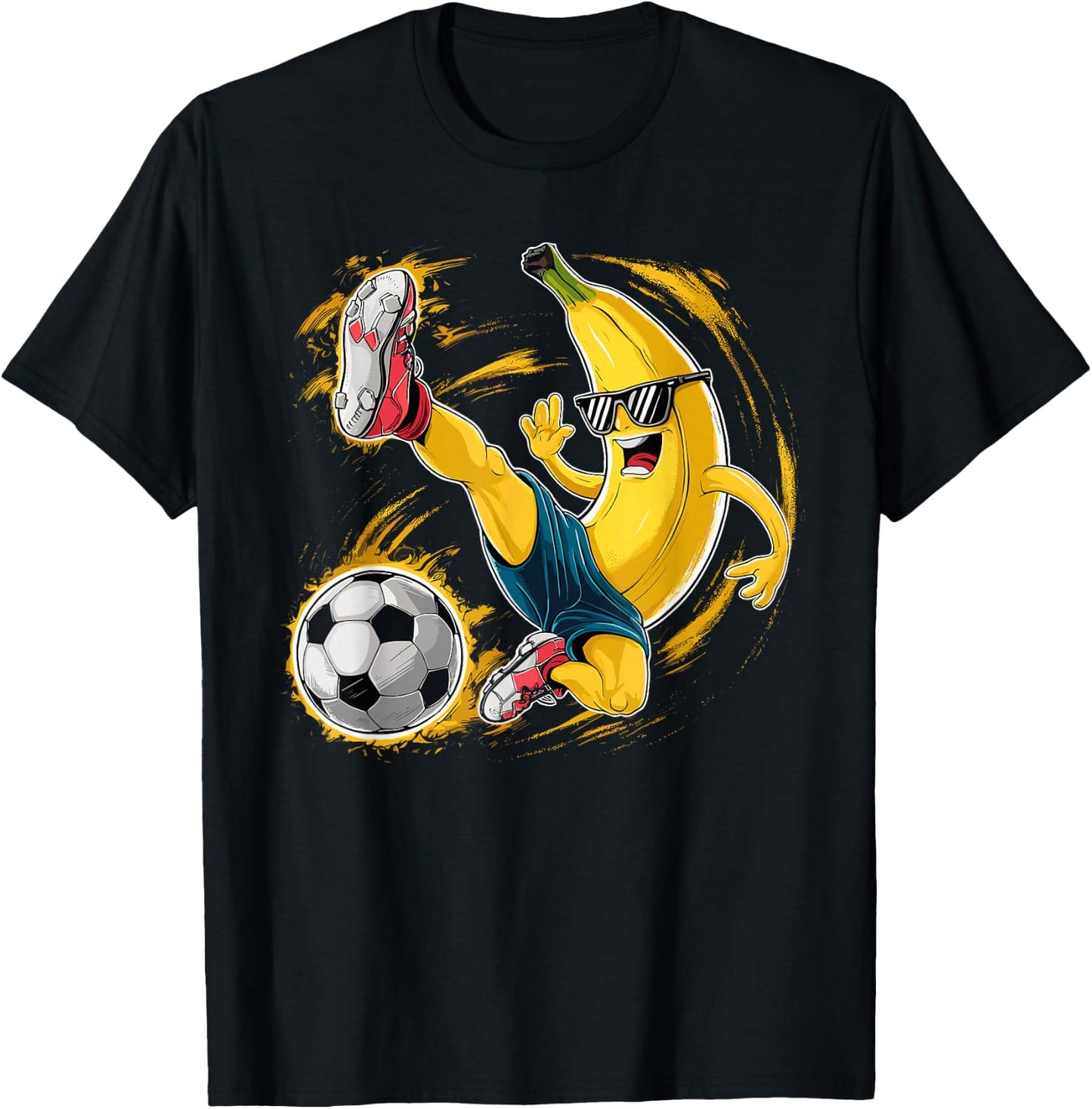 Sport Banana Football Player Fruit Cute Banana Soccer Player T-Shirt - T-Shirt | Black