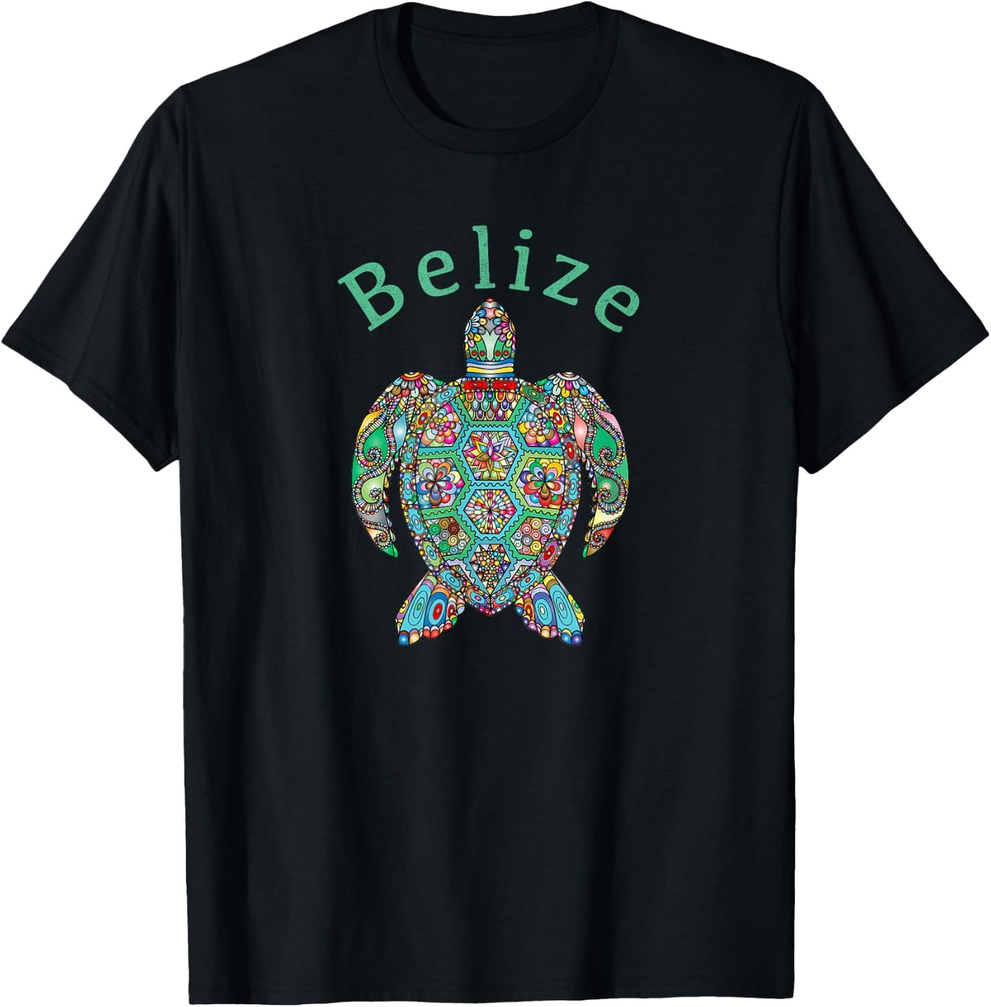 Belize Tribal Turtle Gift T-Shirt - T-Shirt | Black