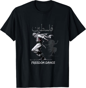 Palestinian Gaza.Design with Palestine Last Freedom Dance T-Shirt - T-Shirt | Black