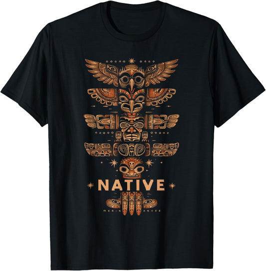 Totem Pole Indigenous People Native American Totem T-Shirt - T-Shirt | Black