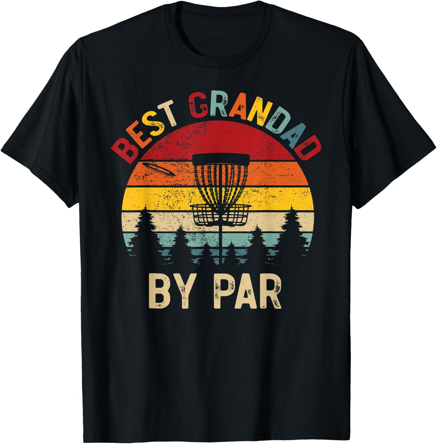 Best Grandad By Par Vintage Disc Golf Father's Day T-Shirt - T-Shirt | Black