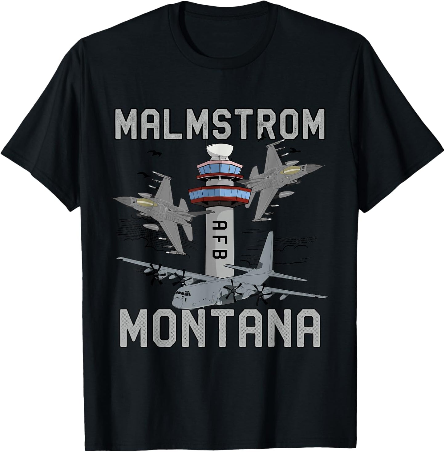 Malmstrom AFB Montana Air Force Base Fighter Jets Vintage T-Shirt - T-Shirt | Black