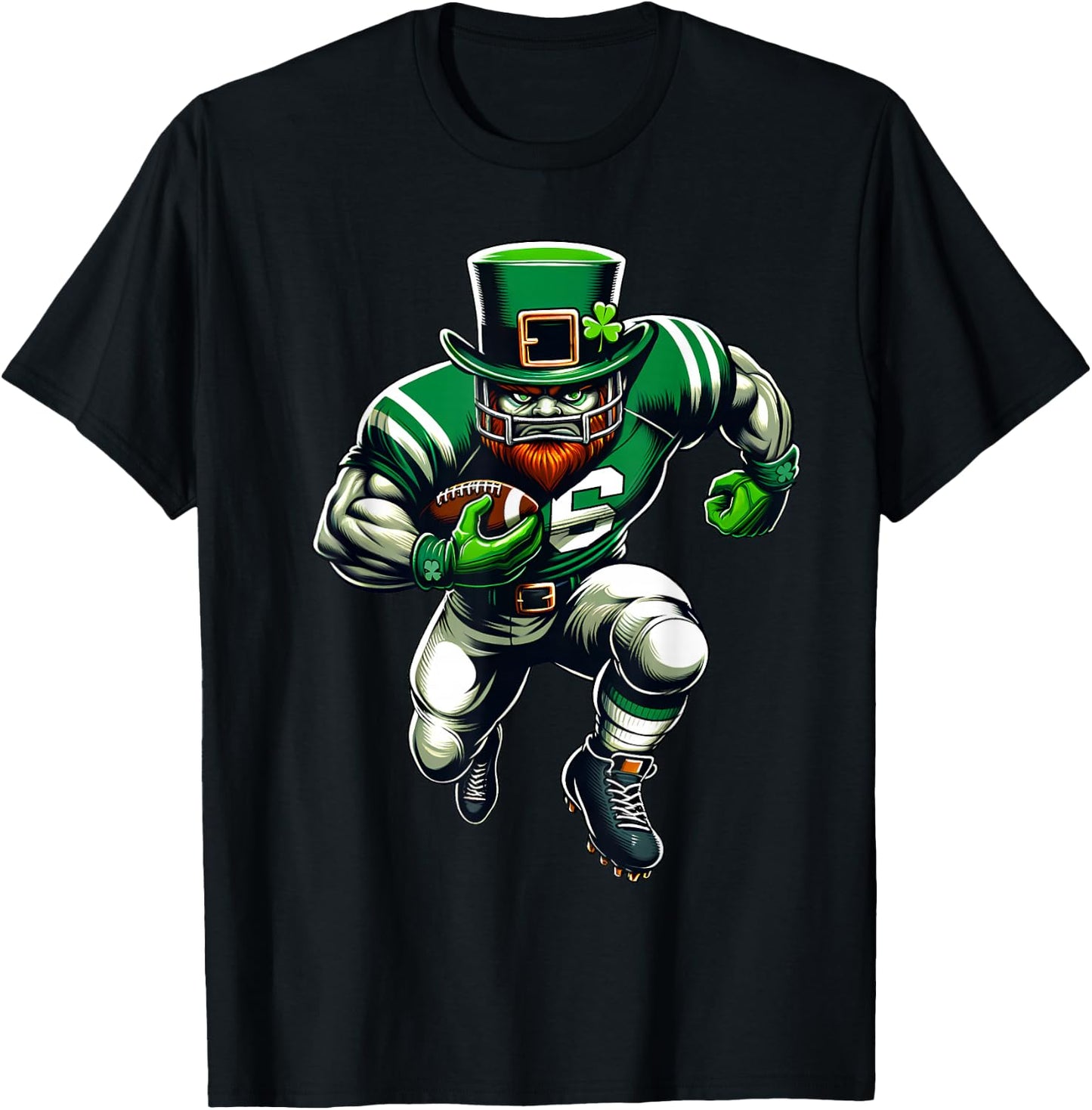 St Patrick's Day Leprechaun Football Player Irish T-Shirt - T-Shirt | Black