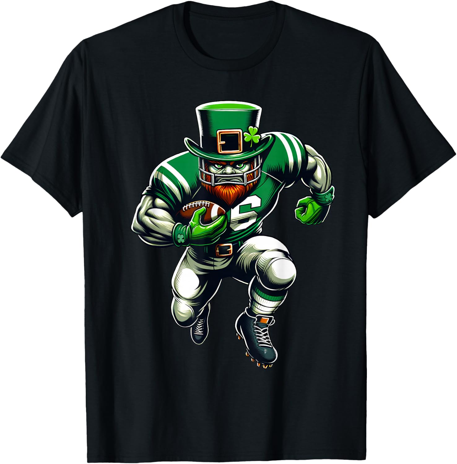 St Patrick's Day Leprechaun Football Player Irish T-Shirt - T-Shirt | Black