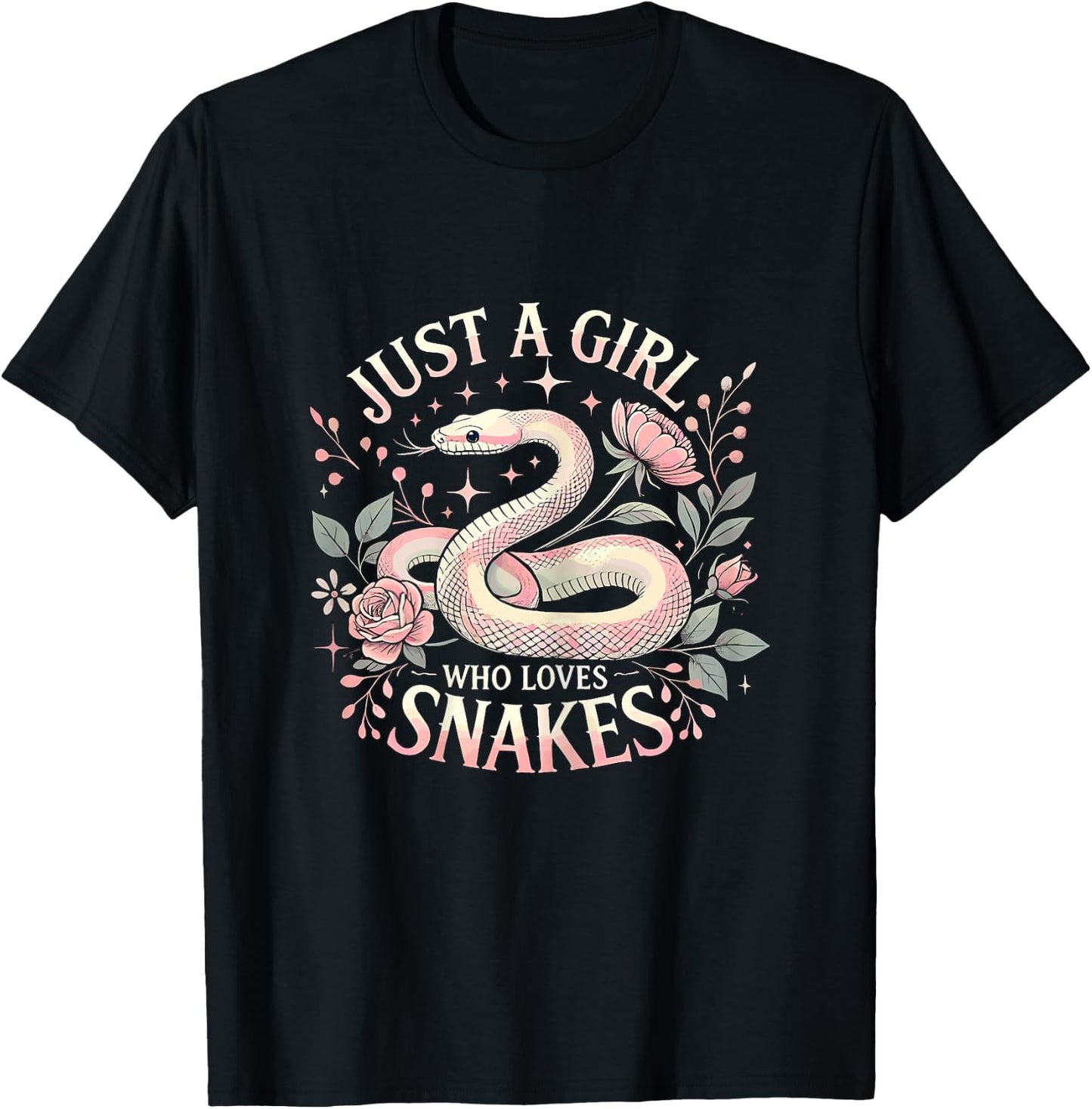 Just a Girl who Loves Snakes T-Shirt - T-Shirt | Black
