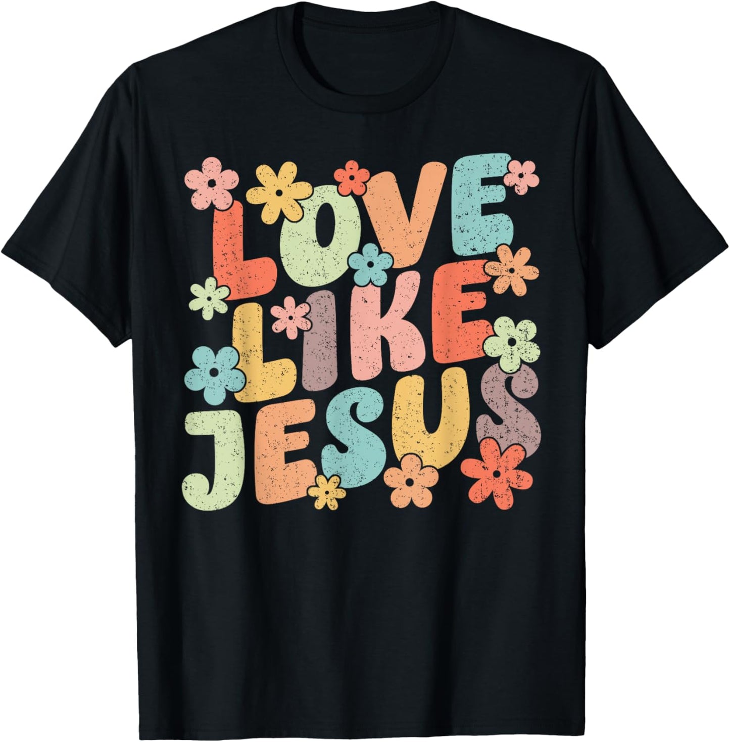 Love Like Jesus Christ Faith Christian Retro Groovy Graphic T-Shirt - T-Shirt | Black
