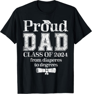 Proud Dad of 2024 Graduate Father Senior 24 Graduation Gift T-Shirt - T-Shirt | Black