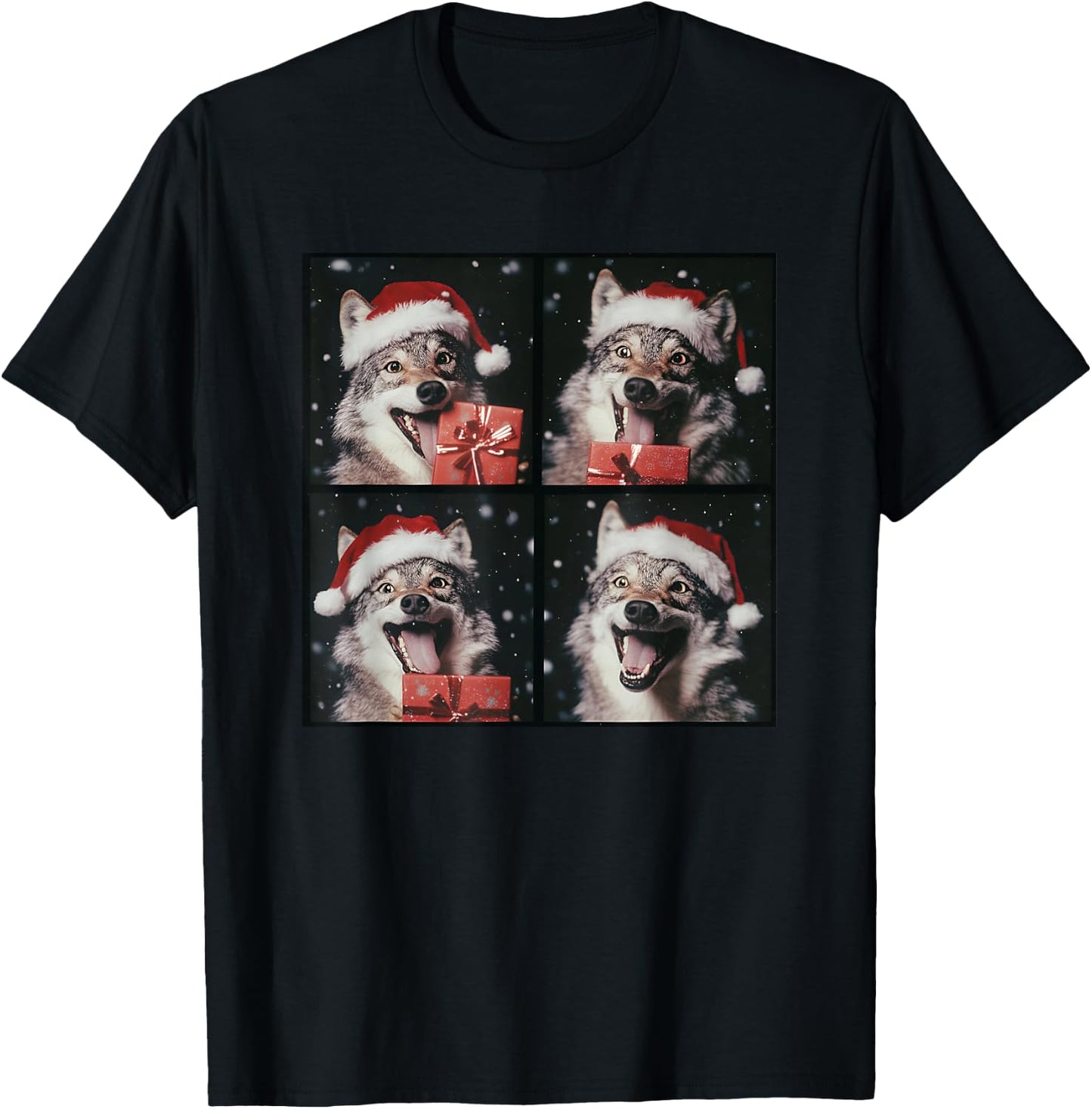 Funny Wolf Christmas T-Shirt - T-Shirt | Black