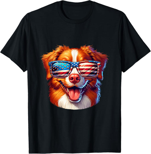 Nova Scotia Duck Tolling Retriever toller 4th Of July Dog Women Kids T-Shirt - T-Shirt | Black