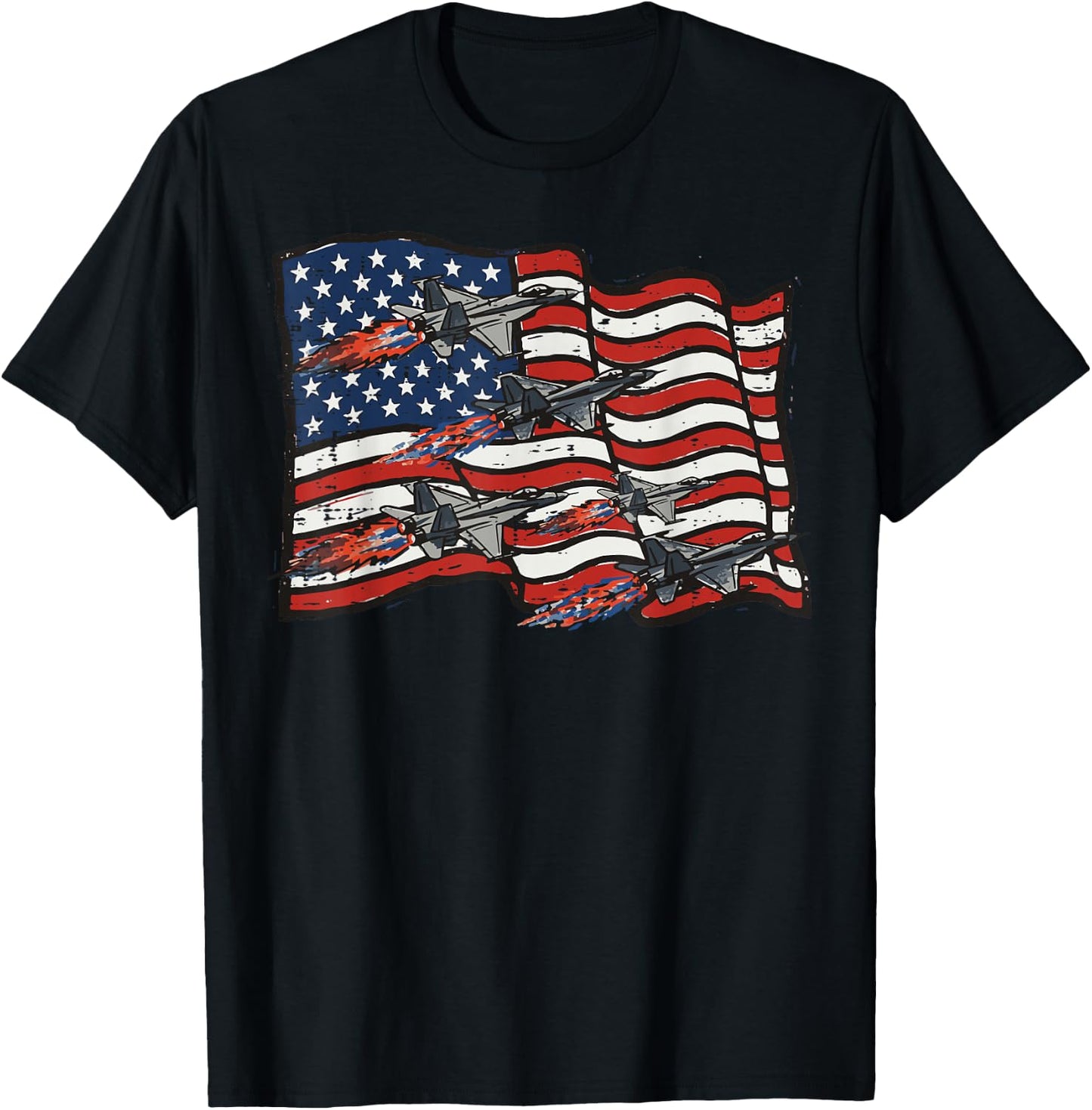 4th of July Jets America Flag Patriotic Men Boys Kids Women T-Shirt - T-Shirt | Black