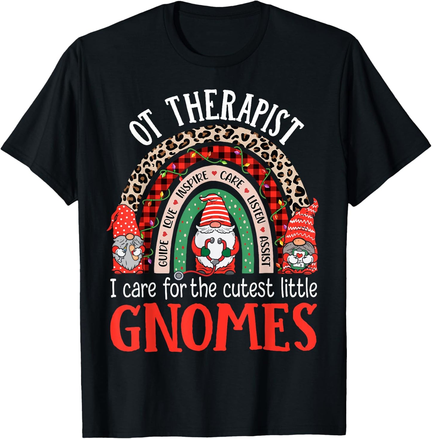 Occupational Therapy Gnomes Christmas OT Therapist T-Shirt - T-Shirt | Black