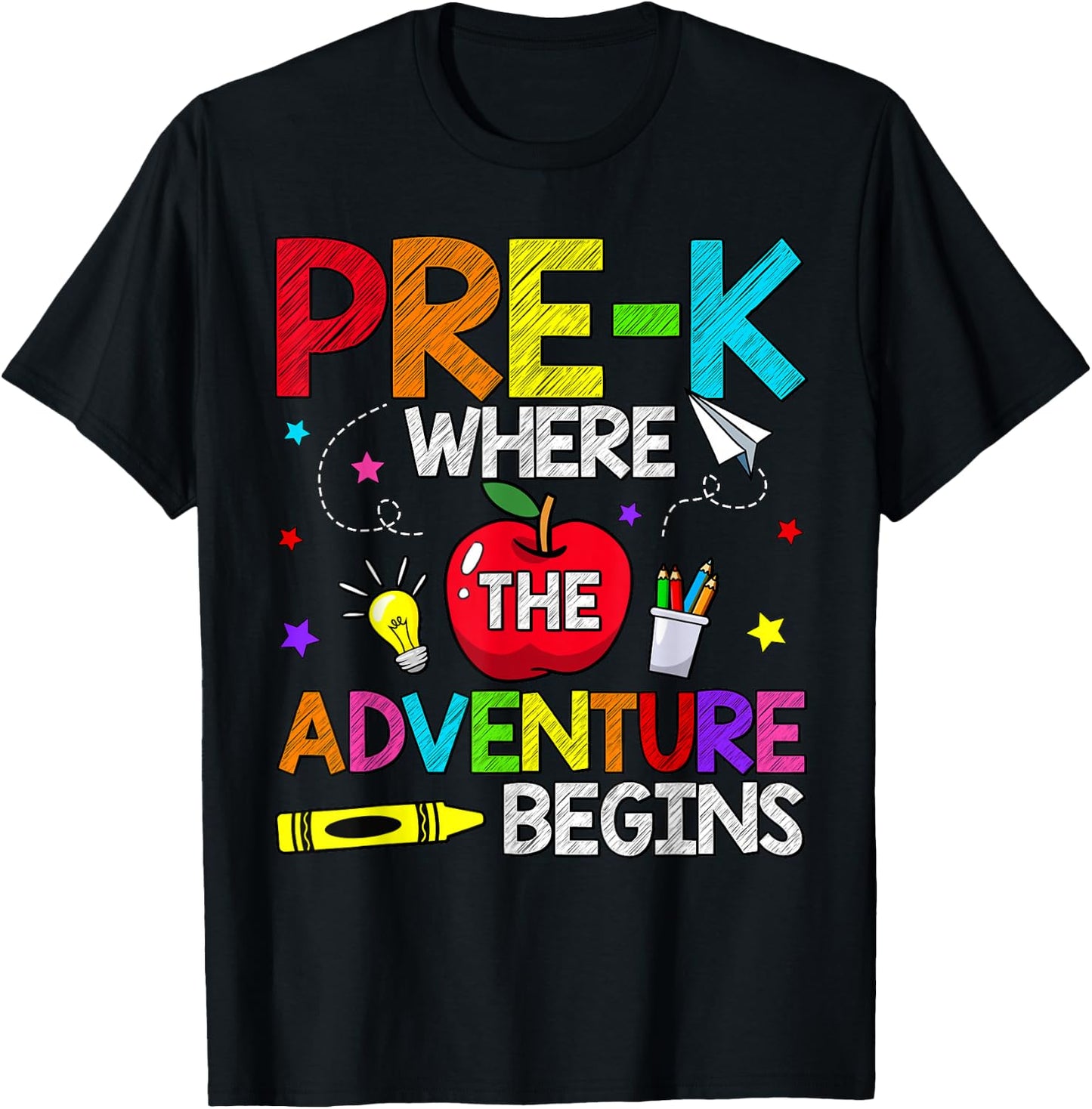 Pre-K Where The Adventure Begins Back To School Teacher Kids T-Shirt - T-Shirt | Black