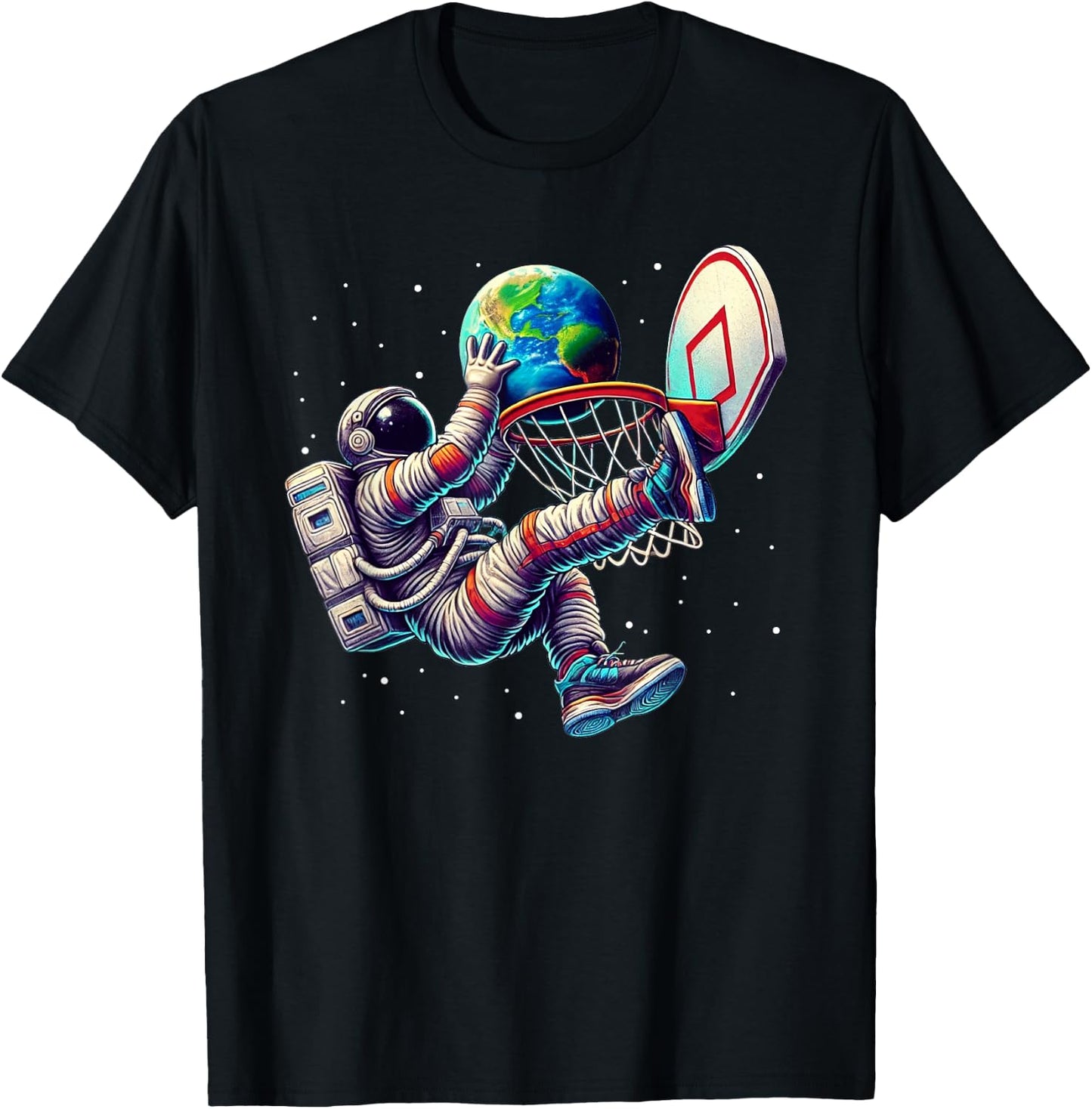 Astronaut Basketball Men Women Kids Outer Space T-Shirt - T-Shirt | Black