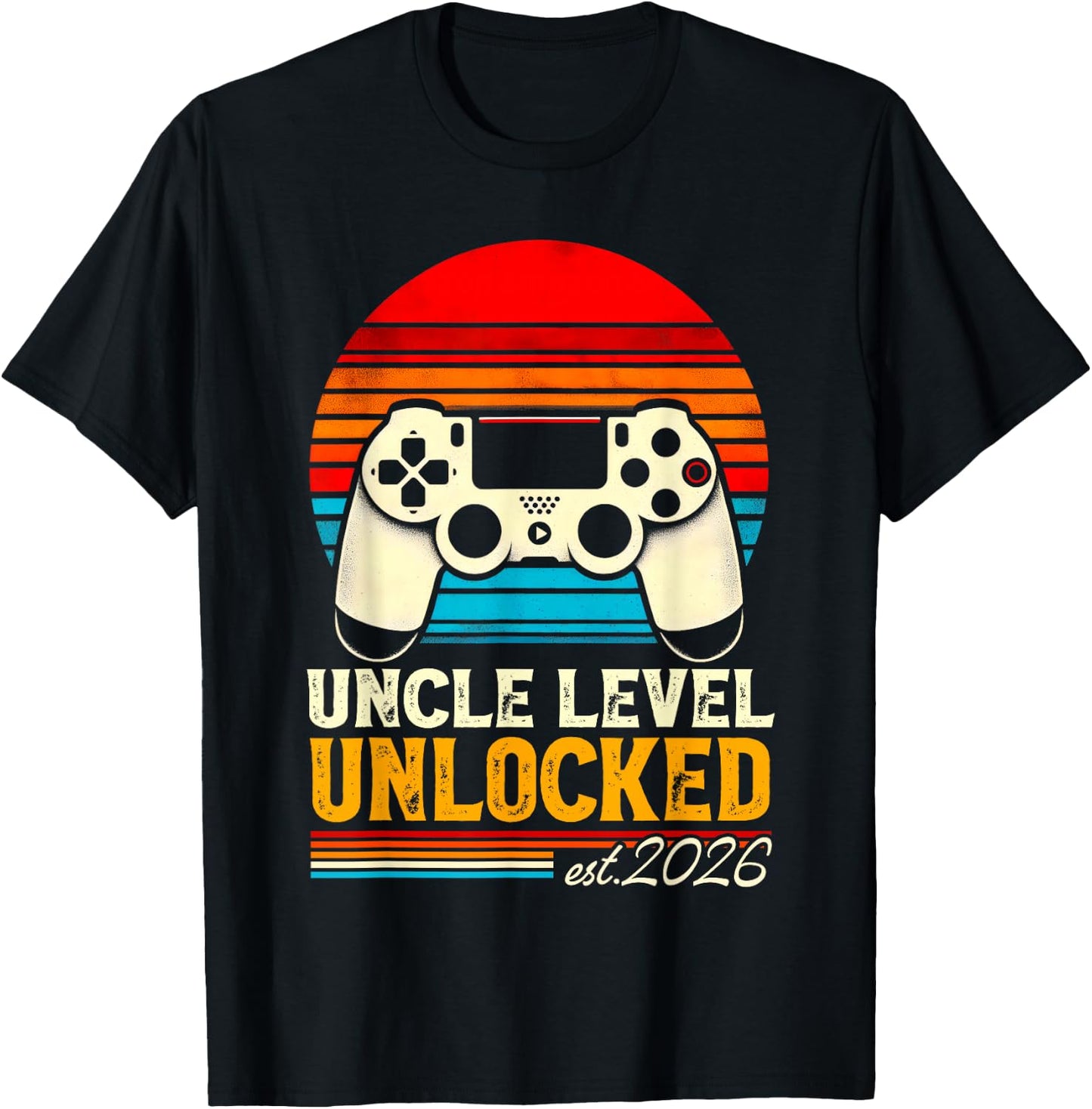 Leveled Up To Uncle 2026 Promoted To Uncle Level Unlocked T-Shirt - T-Shirt | Black