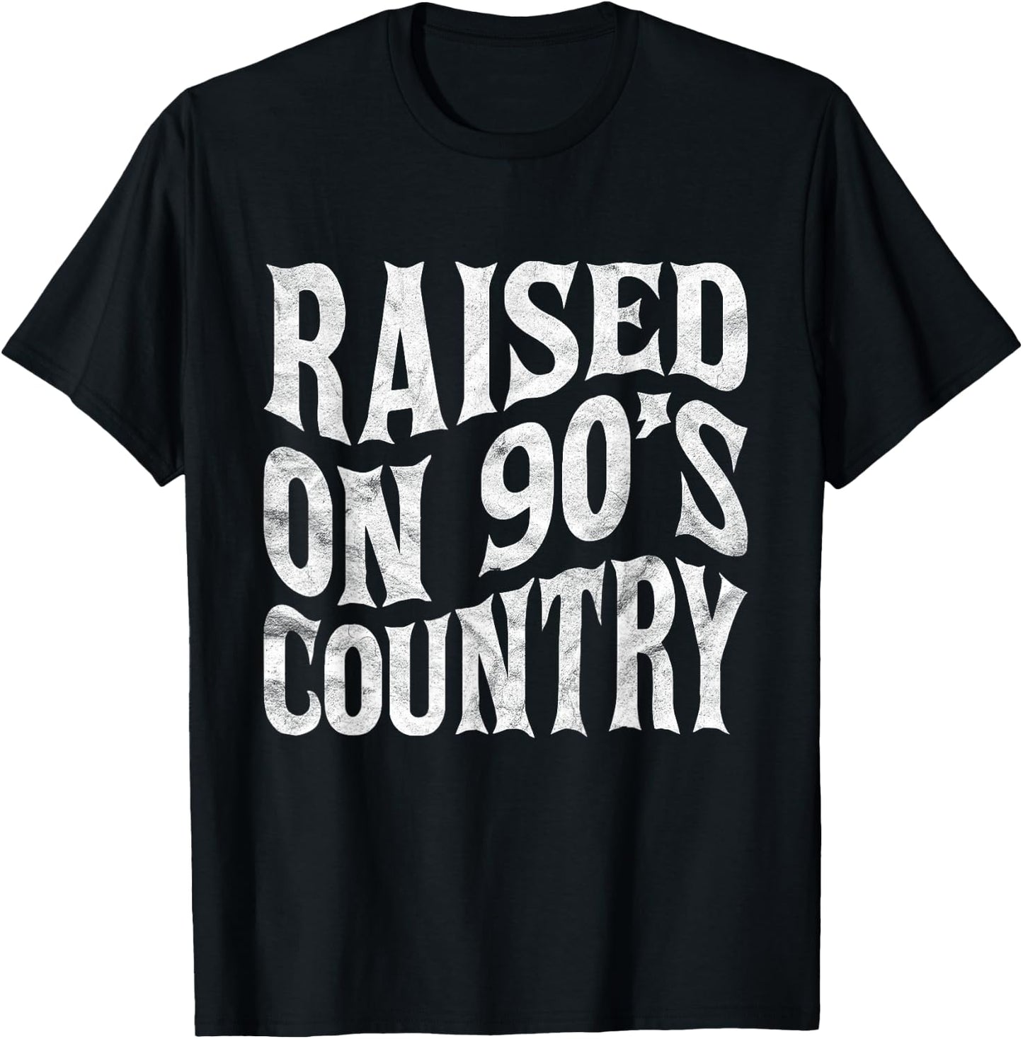 Vintage Letter Print Men Women Raised On 90’s Country Music T-Shirt - T-Shirt | Black