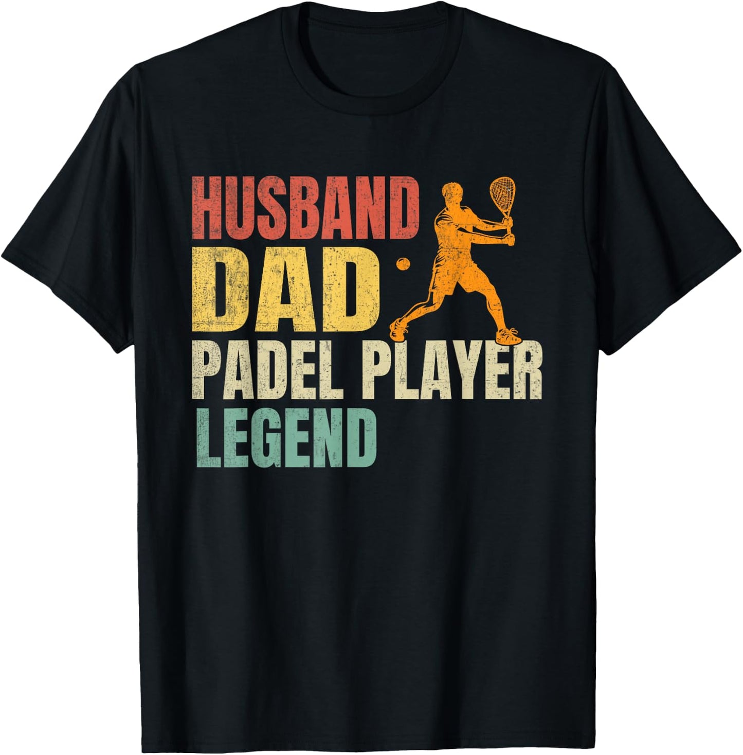 Husband Dad Padel Player Legend Funny Paddle Tennis Player T-Shirt - T-Shirt | Black