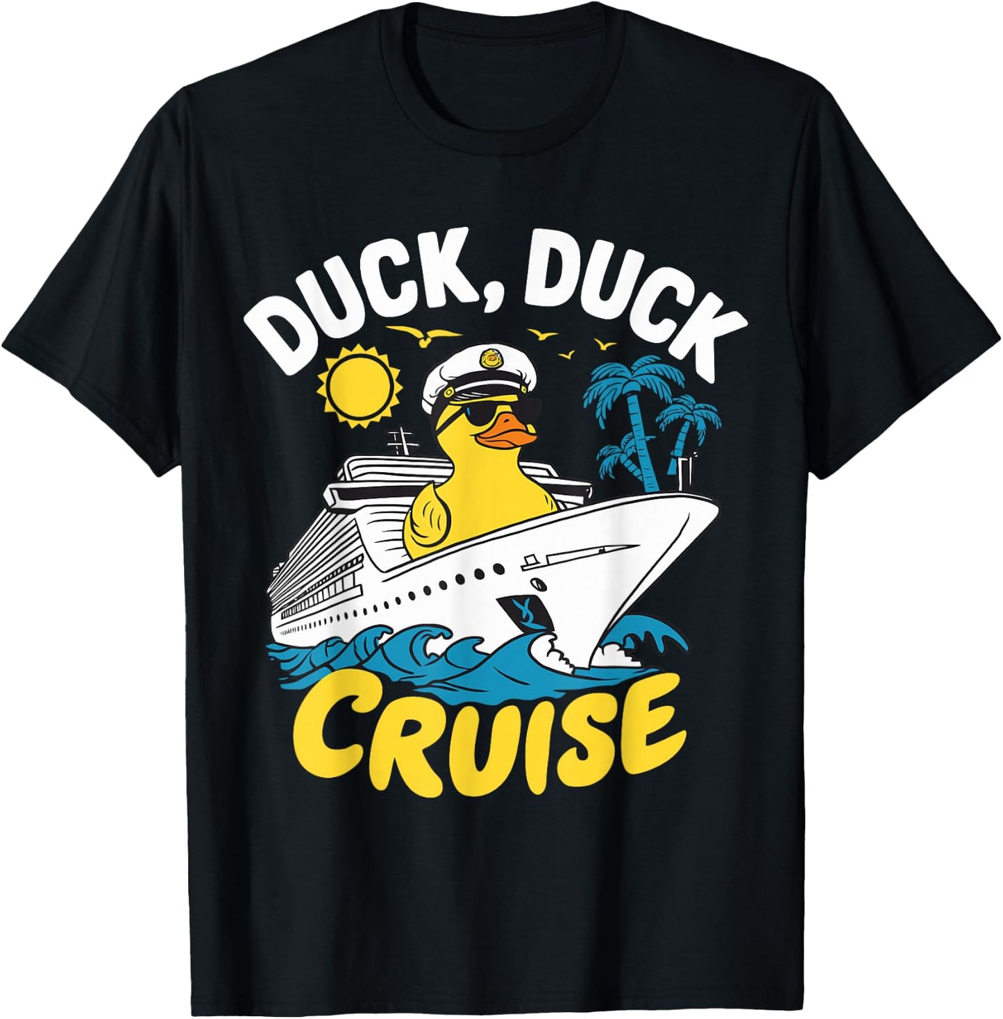 Duck Duck Cruise Ship Family Matching Vacation Rubber Duck T-Shirt - T-Shirt | Black