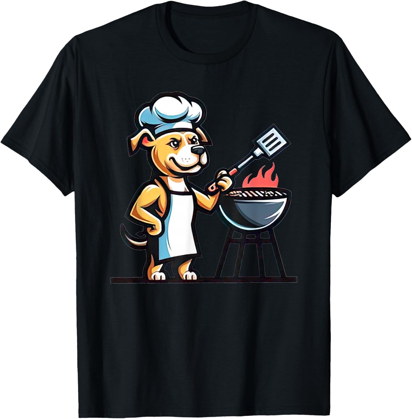 Pitbull Dog Doing Barbecue Dog Lover Funny Grill Master T-Shirt - T-Shirt | Black