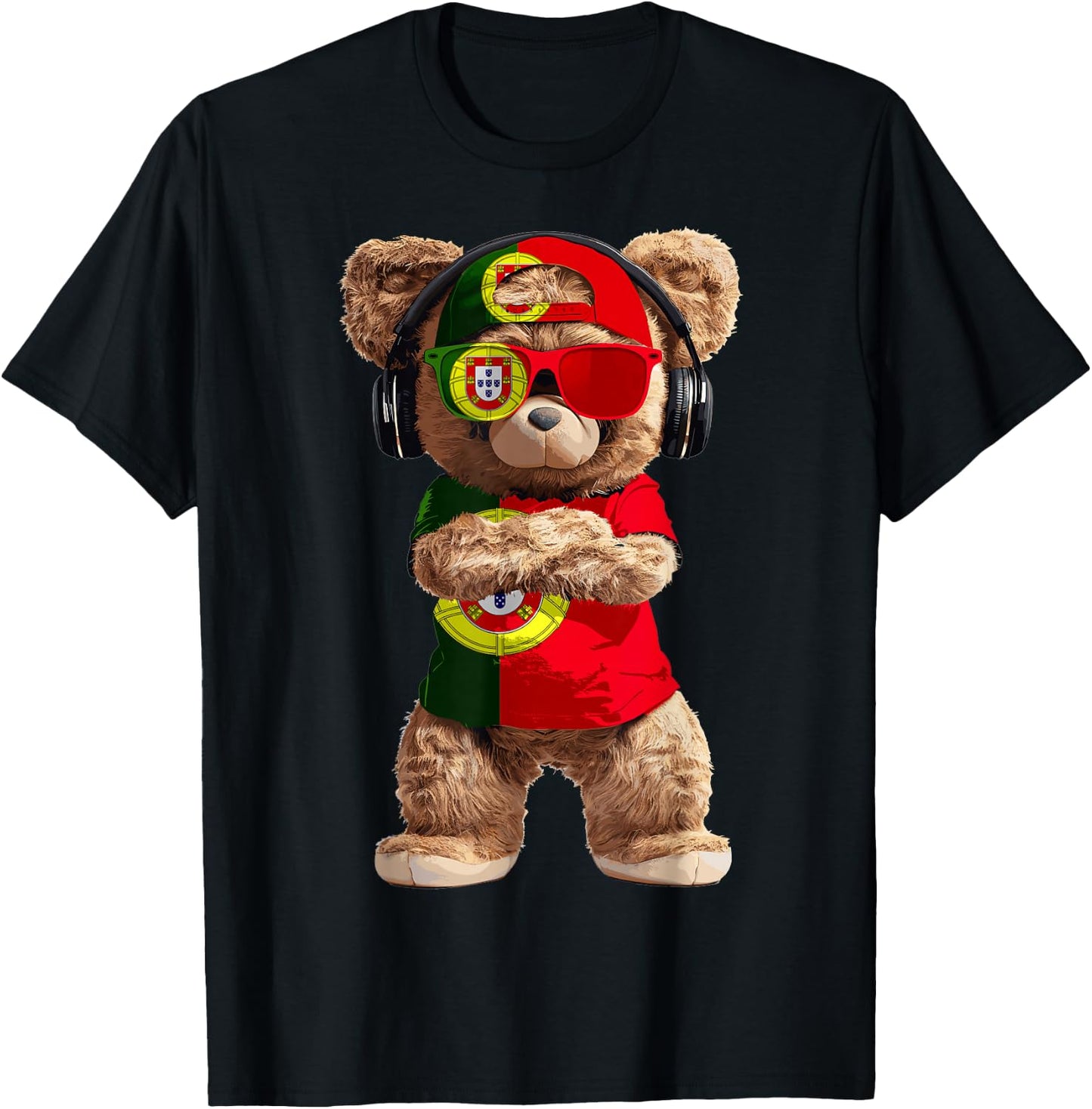 Portugal Flag Souvenirs Bear Outfit Products Portuguese T-Shirt - T-Shirt | Black
