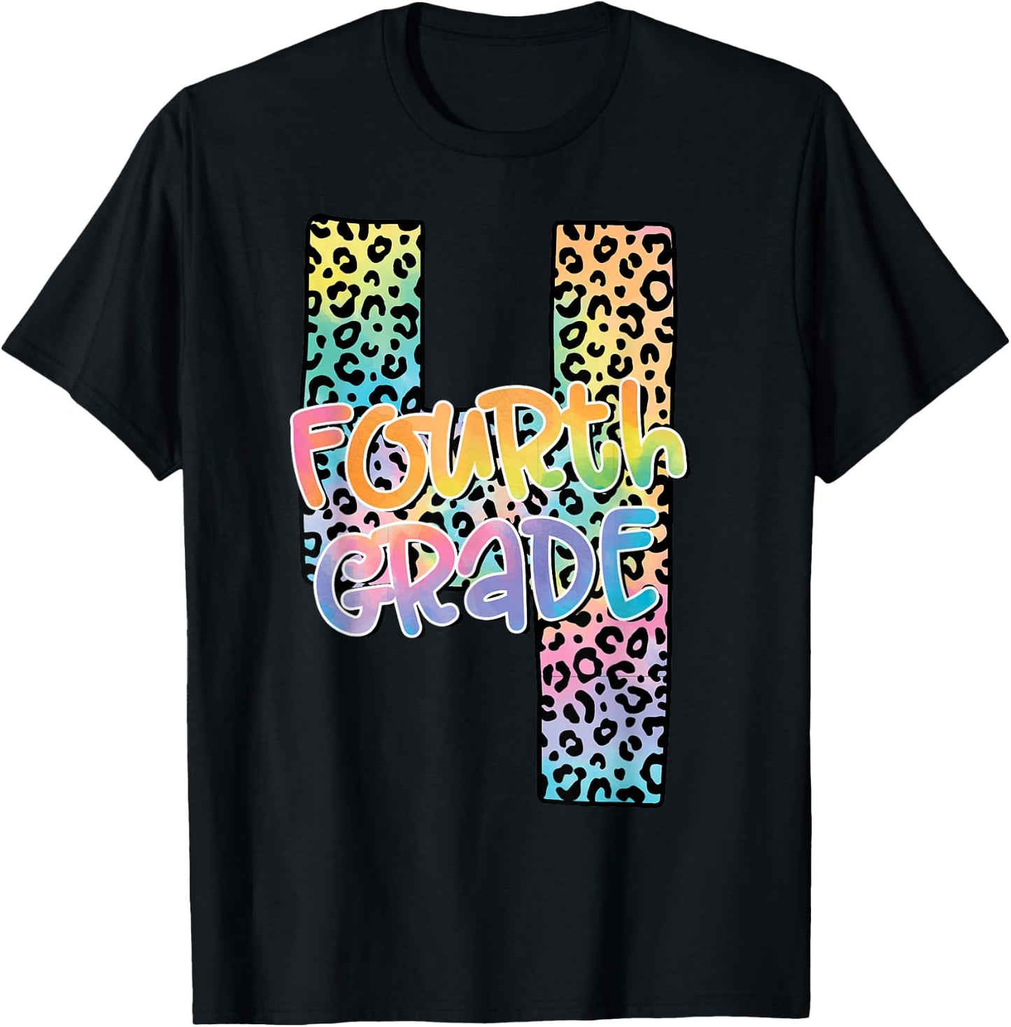 Fourth Grade Leopard Tie Dye Back To School 4th Grade Team T-Shirt - T-Shirt | Black