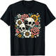 Boho Wildflowers Floral Nature Flower Skull Graphics T-Shirt - T-Shirt | Black